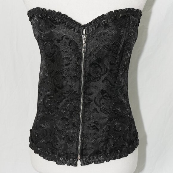Tops - LNC Goth Bustier Sexy Black Party Clothes Womens 3XL Silver Hardware Textured